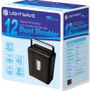 Lightwave paper/cd shredder,12 sheets , 21 ltr